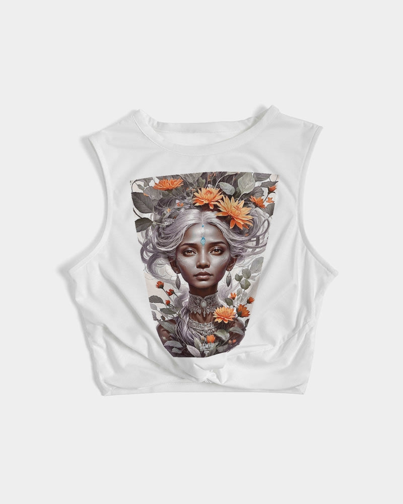 Blossom Indian Greys ister Women's  All-Over Print Twist-Front Tank