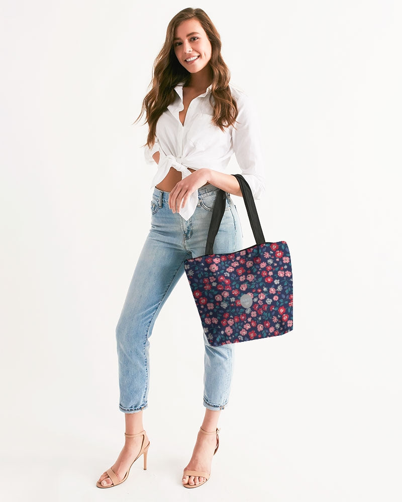 Midnight blue pretty glance.  Canvas Zip Tote