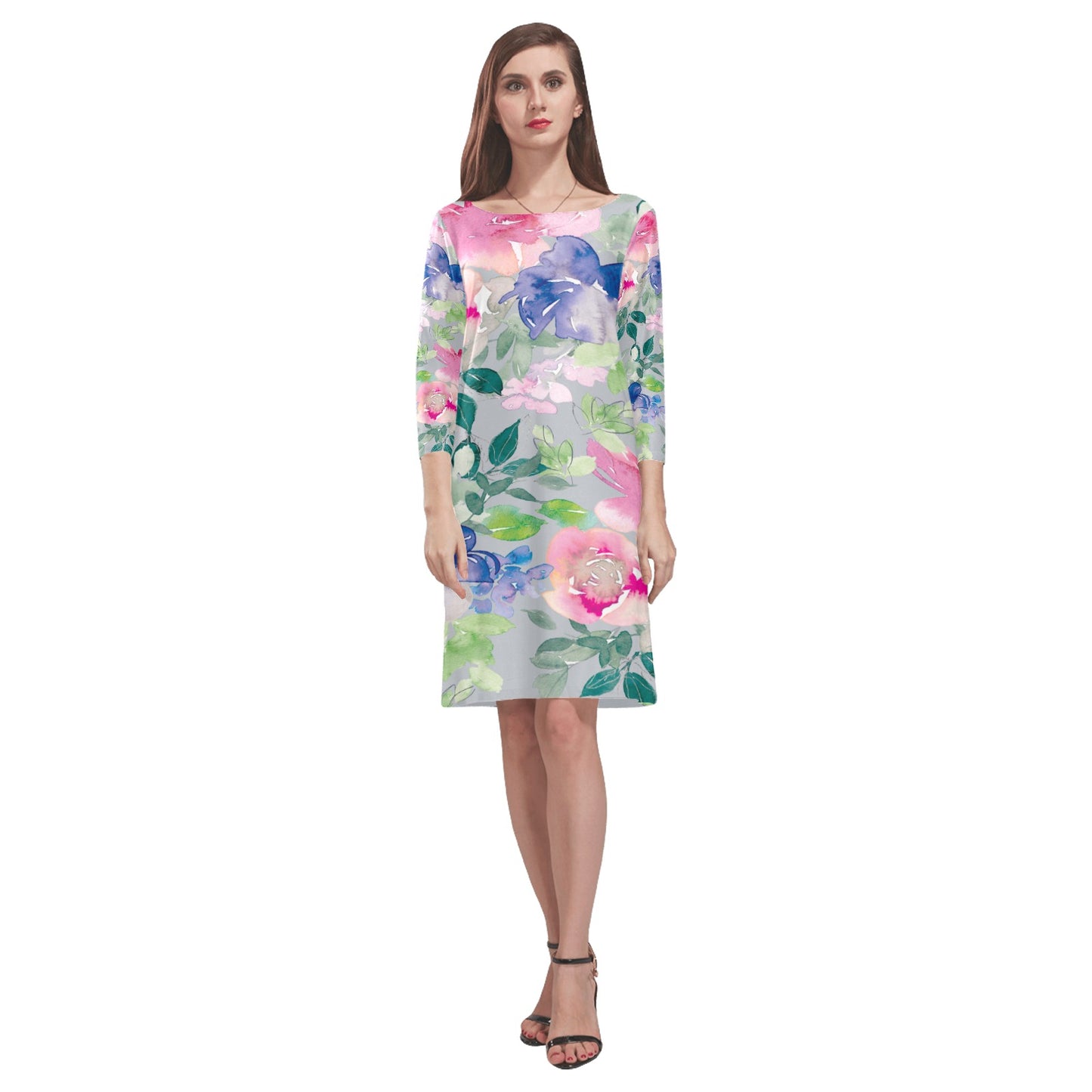 Women's Loose Round Neck Dress (Model D22)