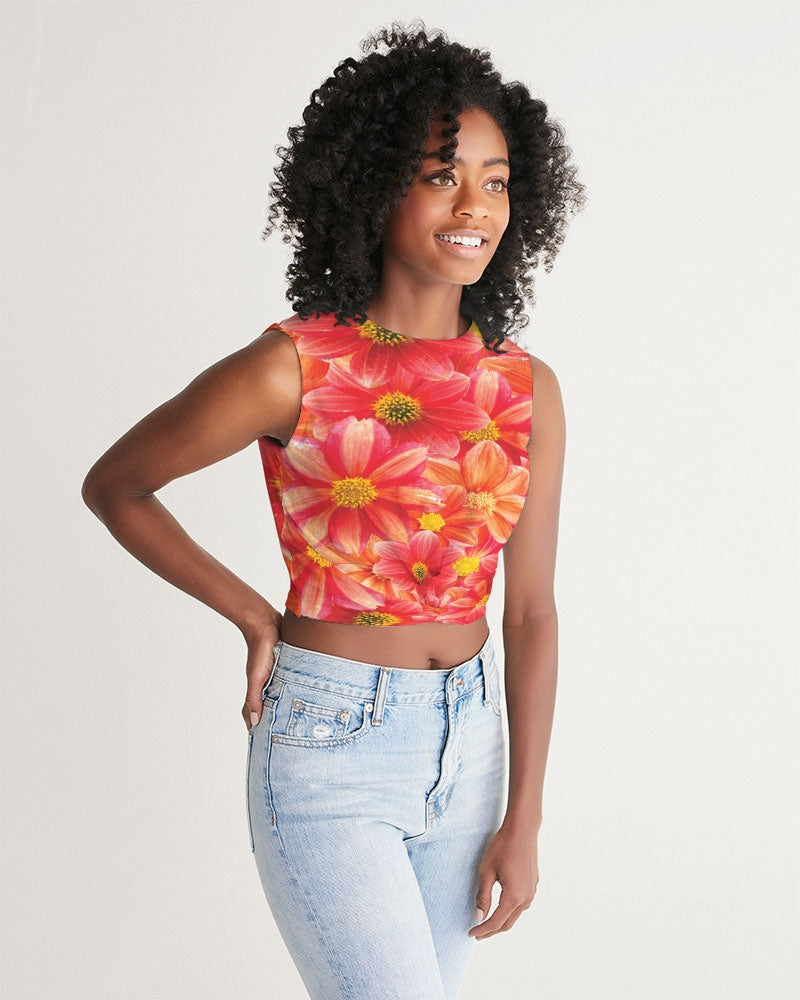 Beautiful blood orange flower design Women's  All-Over Print Twist-Front Tank