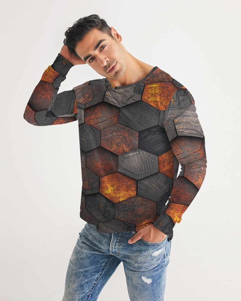 Cool stone hexagon patten 3D Men's All-Over Print Long Sleeve Tee