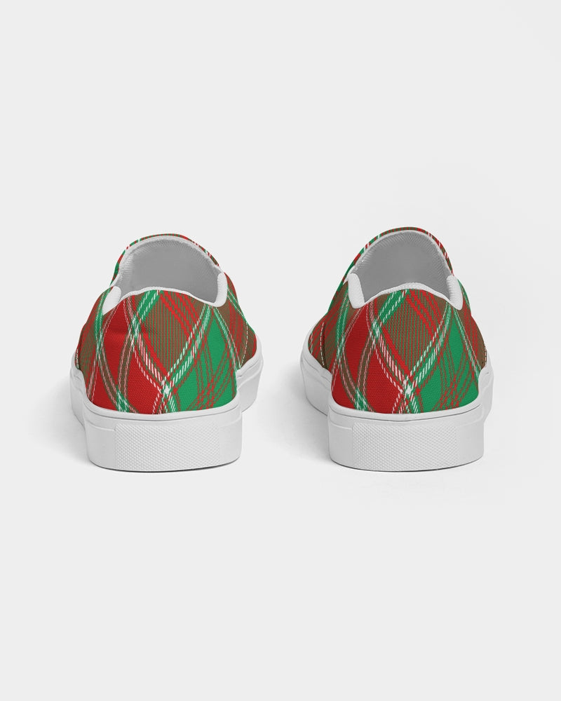 Red & Green cross pattern Men's Slip-On Canvas Shoe