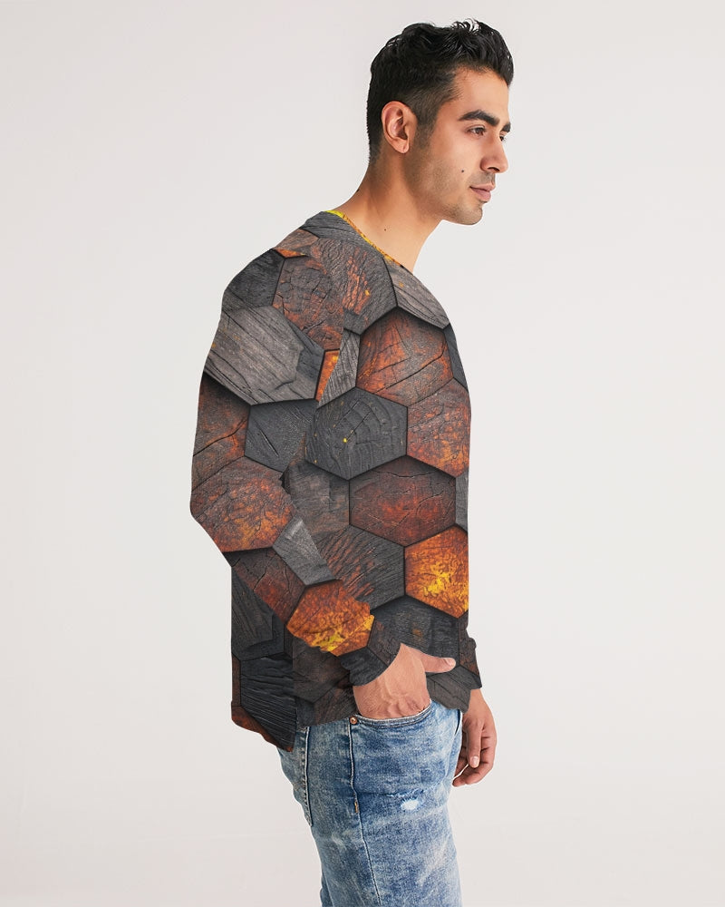 Cool stone hexagon patten 3D Men's All-Over Print Long Sleeve Tee