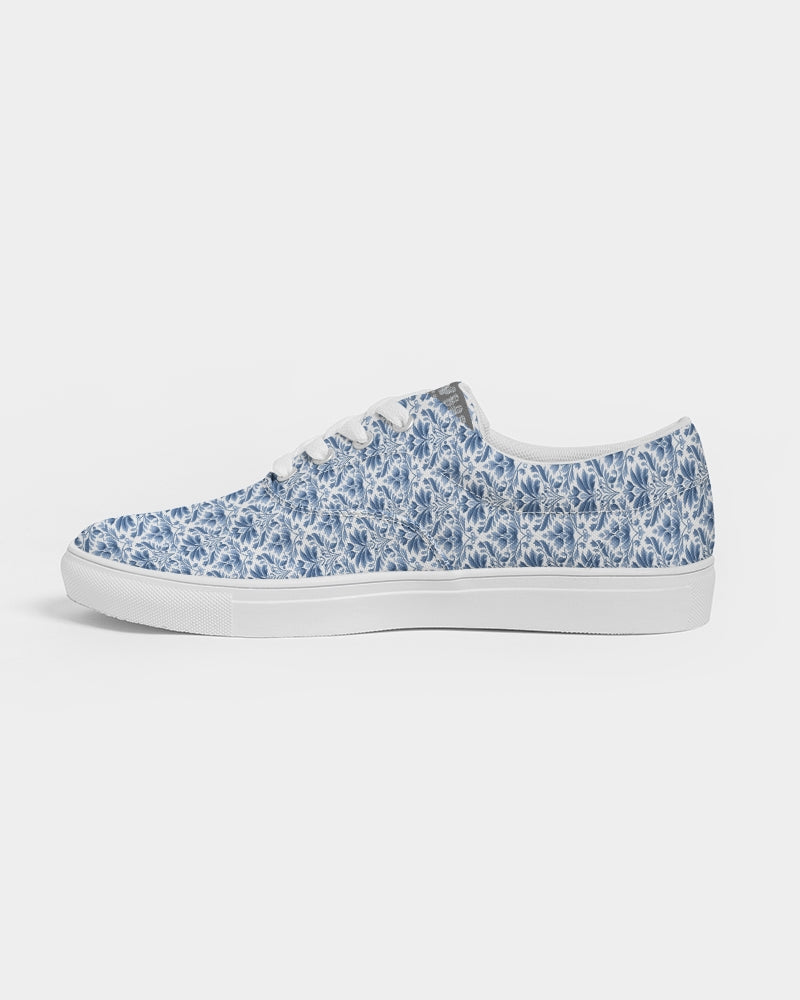 light blue Royal patten  Men's Lace Up Canvas Shoe