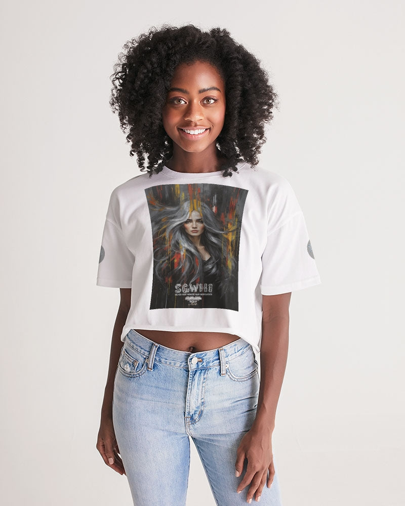 Beautiful white Sister [Part two collection] Women's All-Over Print Lounge Cropped Tee