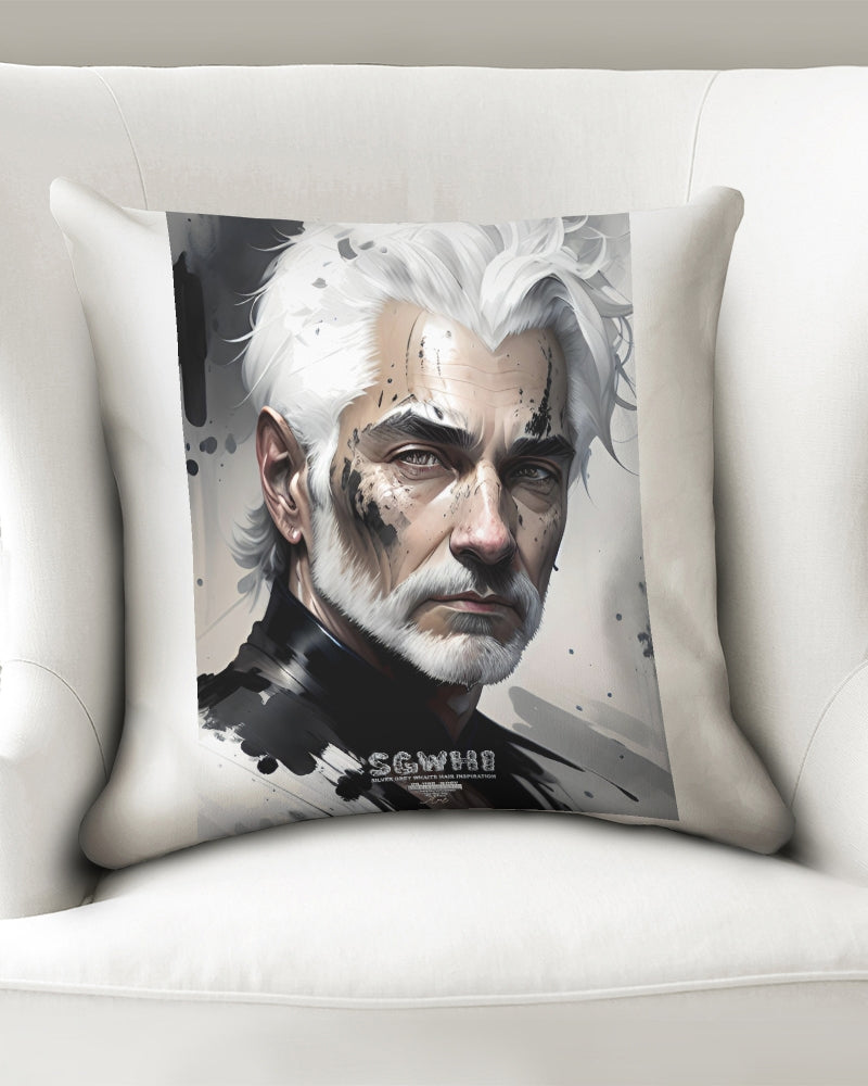 White silver grey fox King Throw Pillow Case 18"x18"