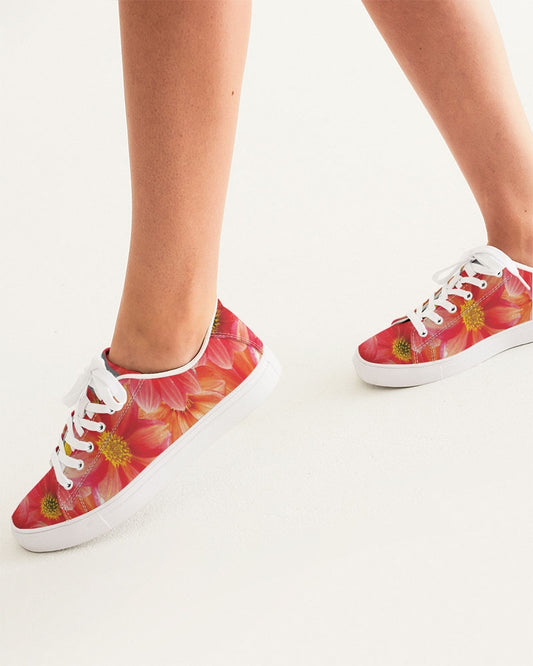 Beautiful blood orange flower design Women's Faux-Leather Sneaker