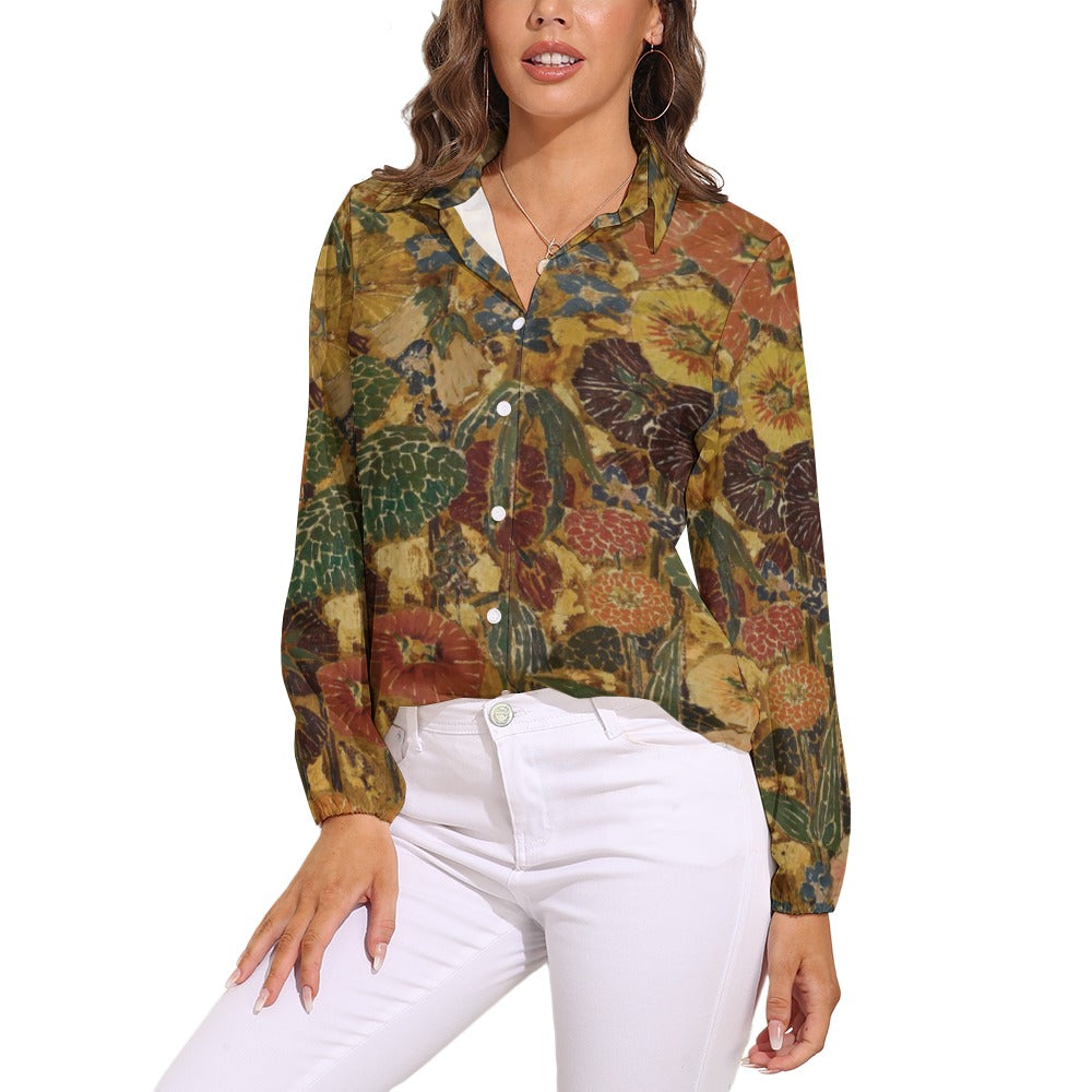 Vintage Casual Long Sleeve Shirt Top