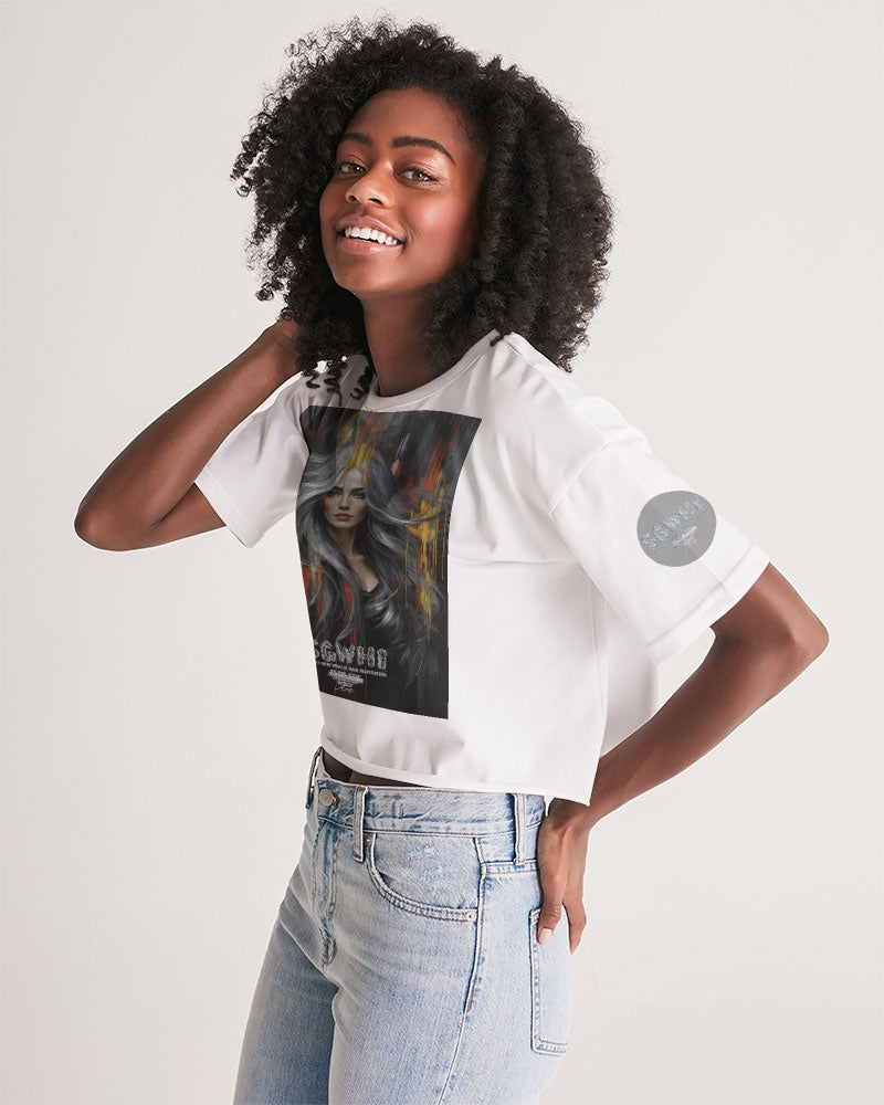 Beautiful white Sister [Part two collection] Women's All-Over Print Lounge Cropped Tee