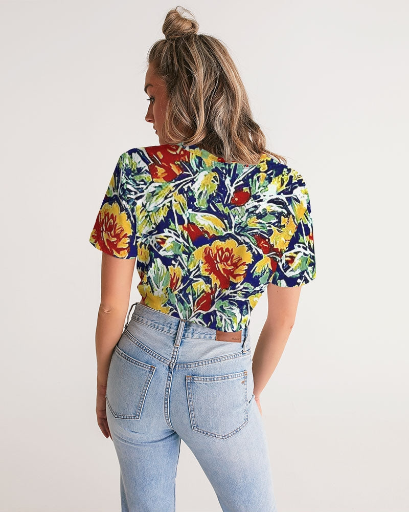 Painted floor design Women's All-Over Print Twist-Front Cropped Tee