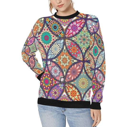 Women's Rib Cuff Crew Neck Sweatshirt (H34)