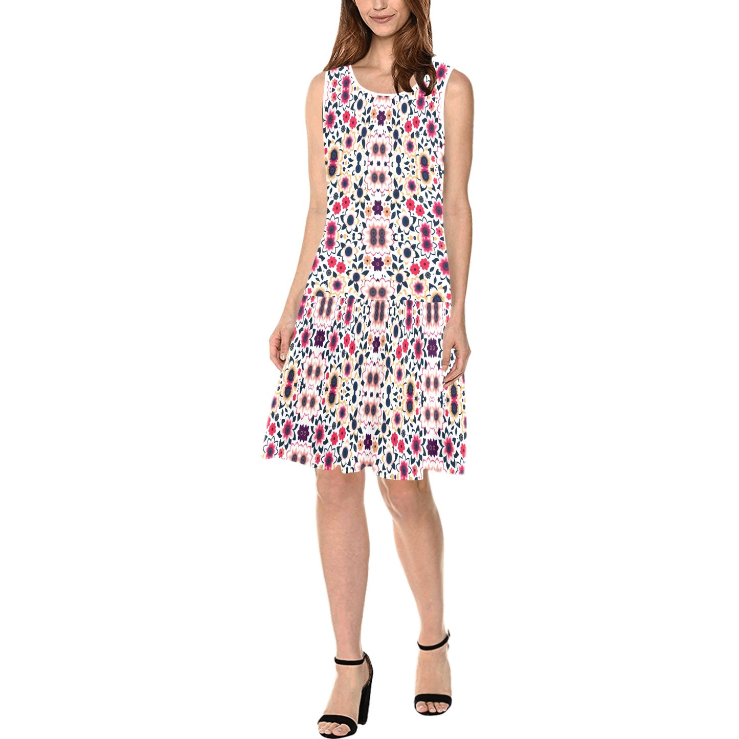 Sleeveless Splicing Shift Dress (Model D17)