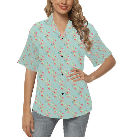 All Over Print Hawaiian light blue butterfly Shirt for Women (T58)