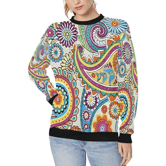 Women's Rib Cuff Crew Neck Sweatshirt (H34)