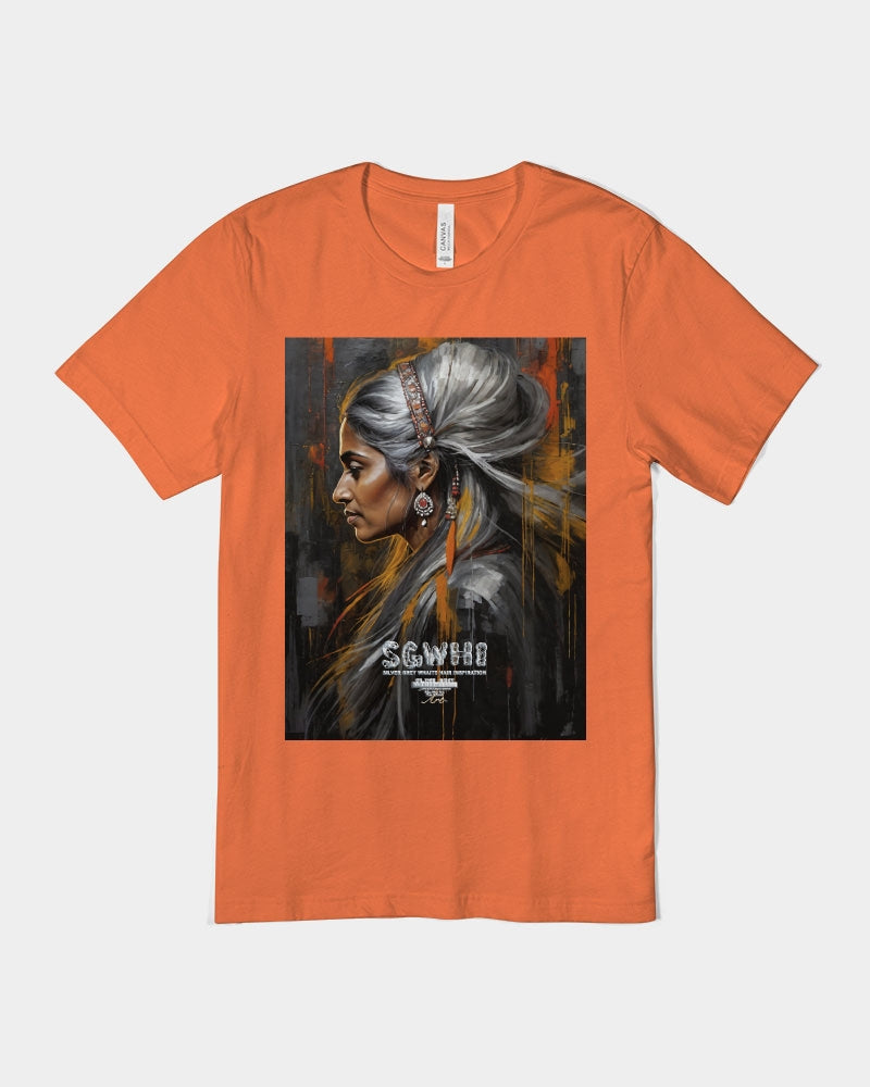 South Asian silver grey white hair sisters portrait [2] Unisex Jersey Tee | Bella + Canvas