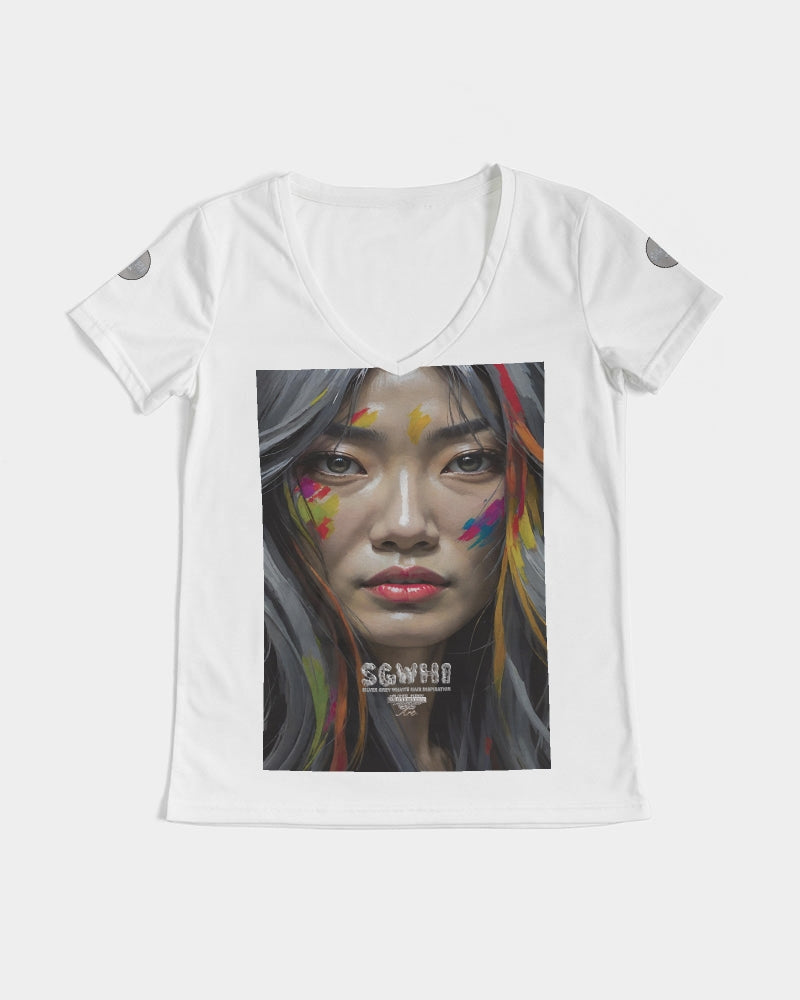 Asian Collection (Part 2 ) Women's All-Over Print V-Neck Tee