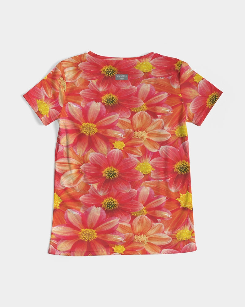 Beautiful blood orange flower design Women's All-Over Print V-Neck Tee