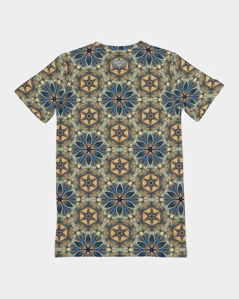 Green & Dark Blue almost star pattern. Men's All-Over Print Pocket Tee