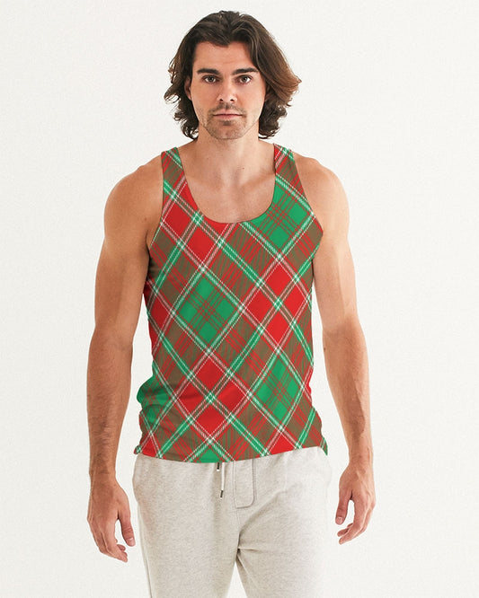 Red & Green cross pattern Men's All-Over Print Tank