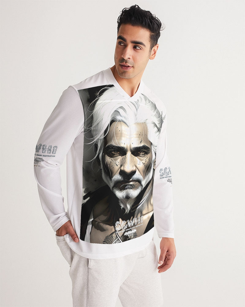 Handsome Silver grey Indian ink Portrait Men's All-Over Print Long Sleeve Sports Jersey