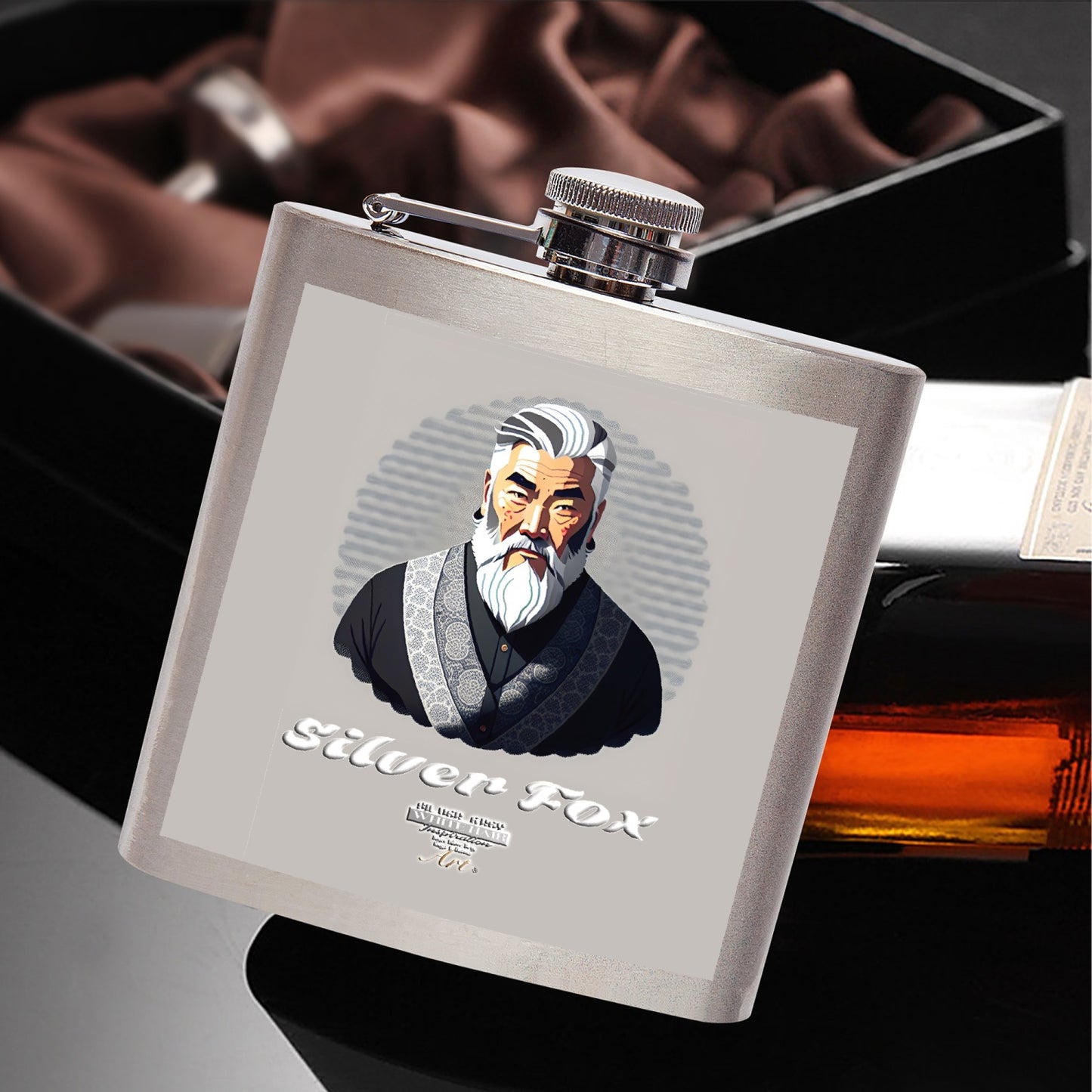 Asian Silverfox 6oz Stainless Steel Hip Flask