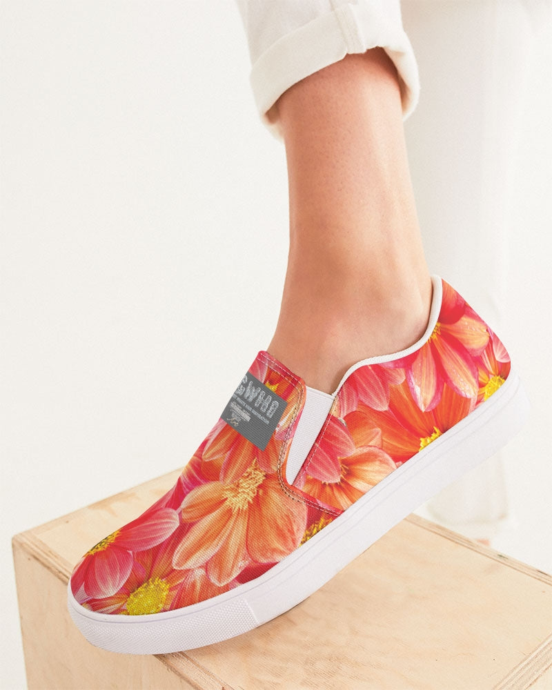 Beautiful blood orange flower design Women's Slip-On Canvas Shoe