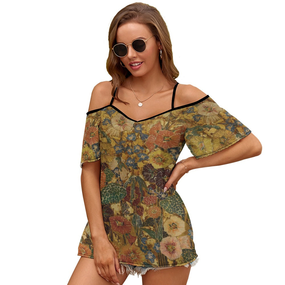 Casual Ladies Off Shoulder Sling Short Sleeve Top