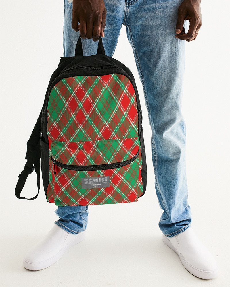 Red & Green cross pattern Small Canvas Backpack