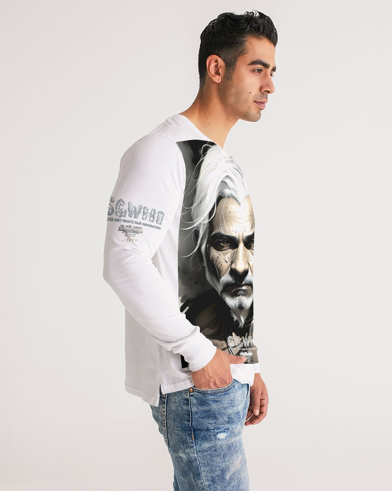 Handsome Silver grey Indian ink Portrait Men's All-Over Print Long Sleeve Tee