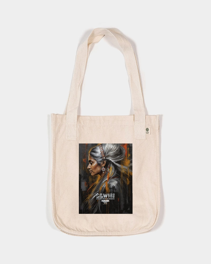 South Asian silver grey white hair sisters portrait [2] Organic Cotton Canvas Market Tote | Econscious