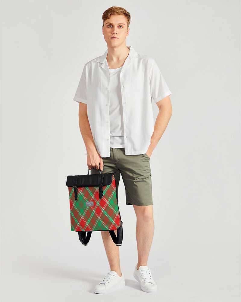 Red & Green cross pattern Casual Flap Backpack