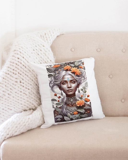 Blossom Indian grey sister Throw Pillow Case 16"x16"