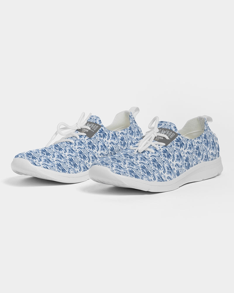 light blue Royal patten  Men's Lace Up Flyknit Shoe