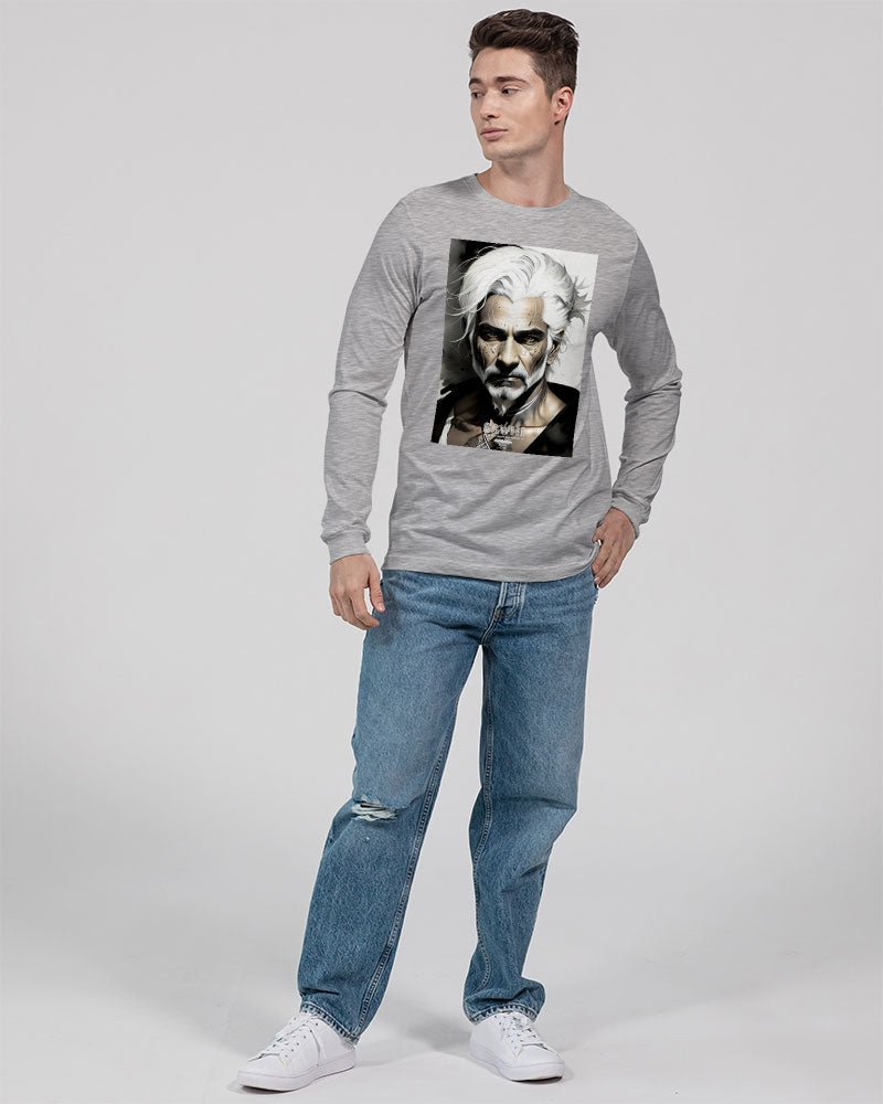 Handsome Silver grey Indian ink Portrait Unisex Jersey Long Sleeve Tee | Bella + Canvas