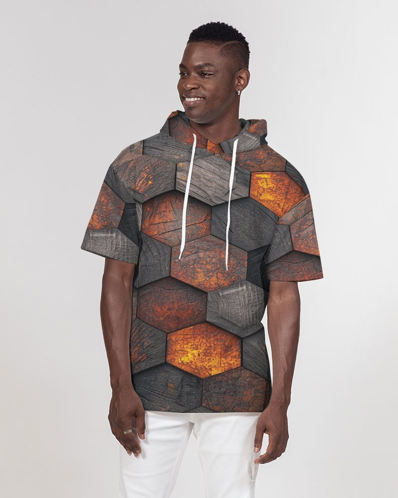 Cool stone hexagon patten 3D Men's All-Over Print Premium Heavyweight Short Sleeve Hoodie