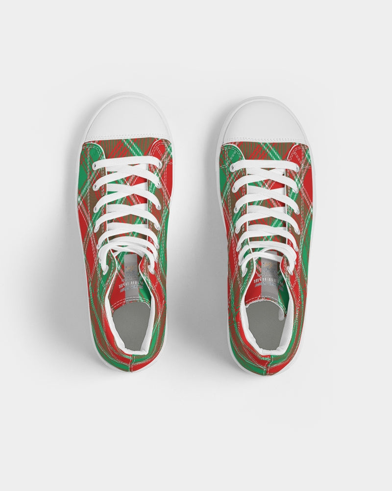 Red & Green cross pattern Men's Hightop Canvas Shoe