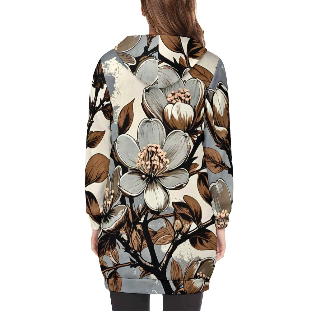 Women's full print long Hoodie