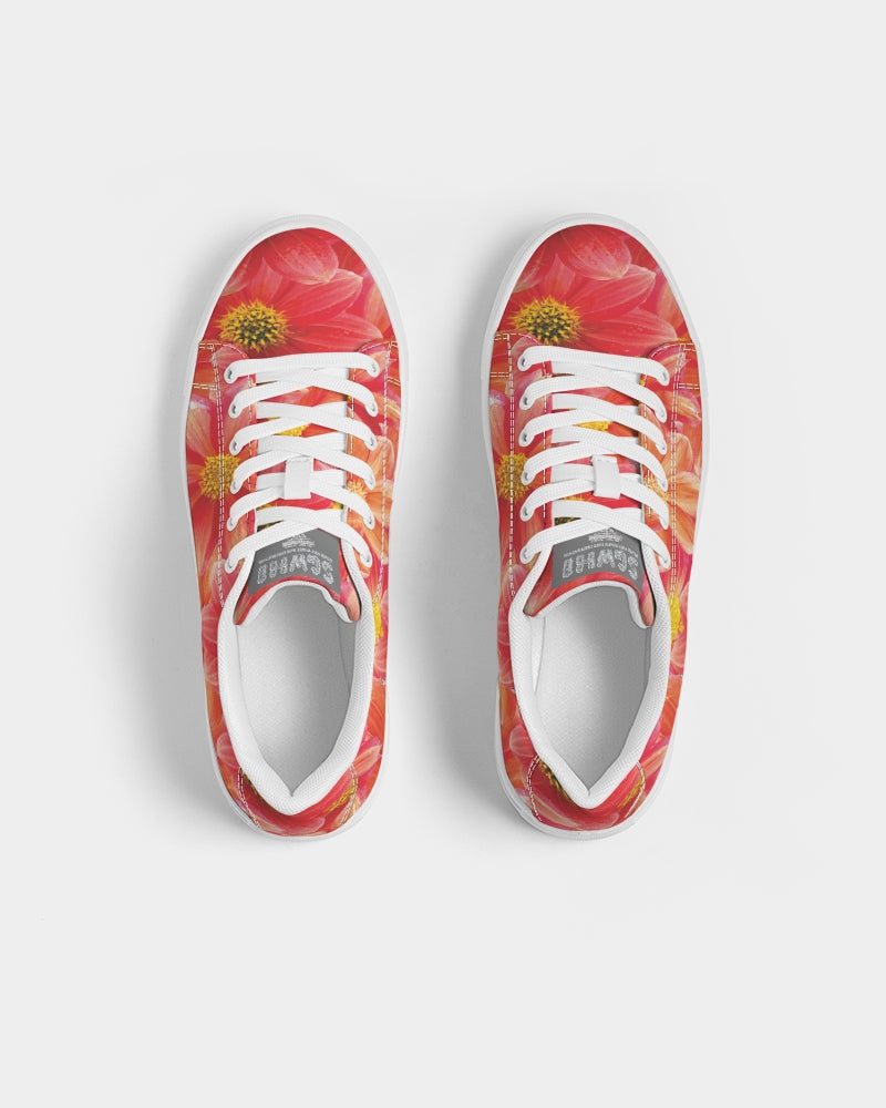 Beautiful blood orange flower design Women's Faux-Leather Sneaker