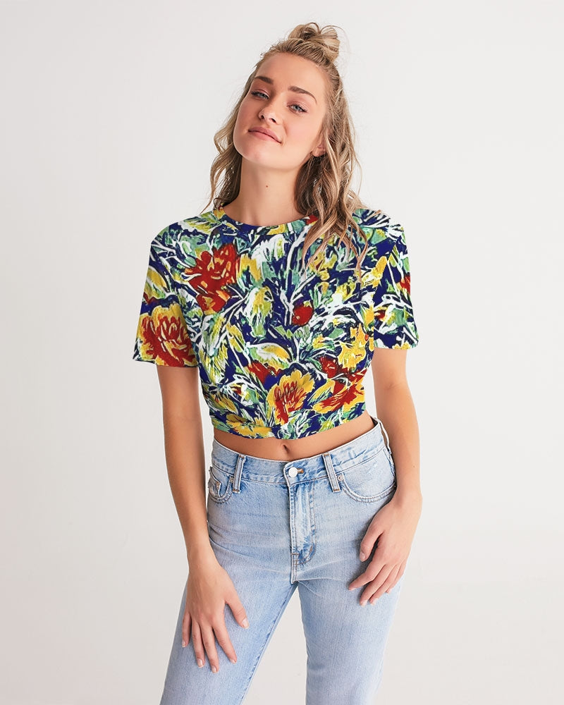 Painted floor design Women's All-Over Print Twist-Front Cropped Tee