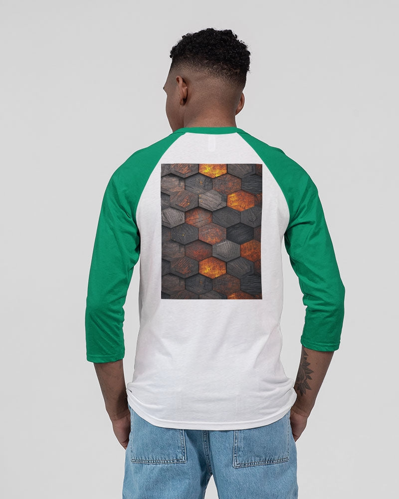 Cool stone hexagon patten 3D Unisex Three-Quarter Sleeve Baseball Tee | Bella + Canvas