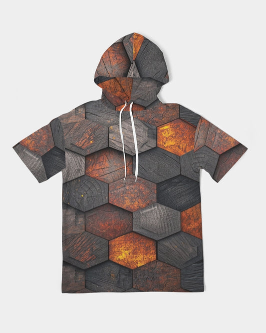 Cool stone hexagon patten 3D Men's All-Over Print Premium Heavyweight Short Sleeve Hoodie