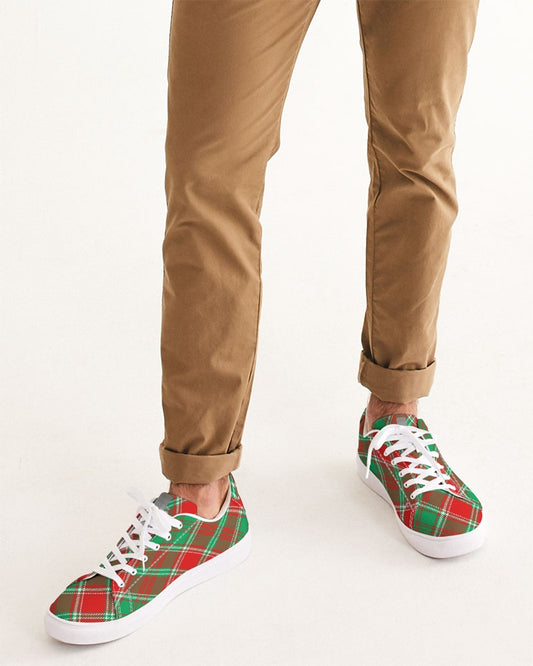 Red & Green cross pattern Men's Faux-Leather Sneaker