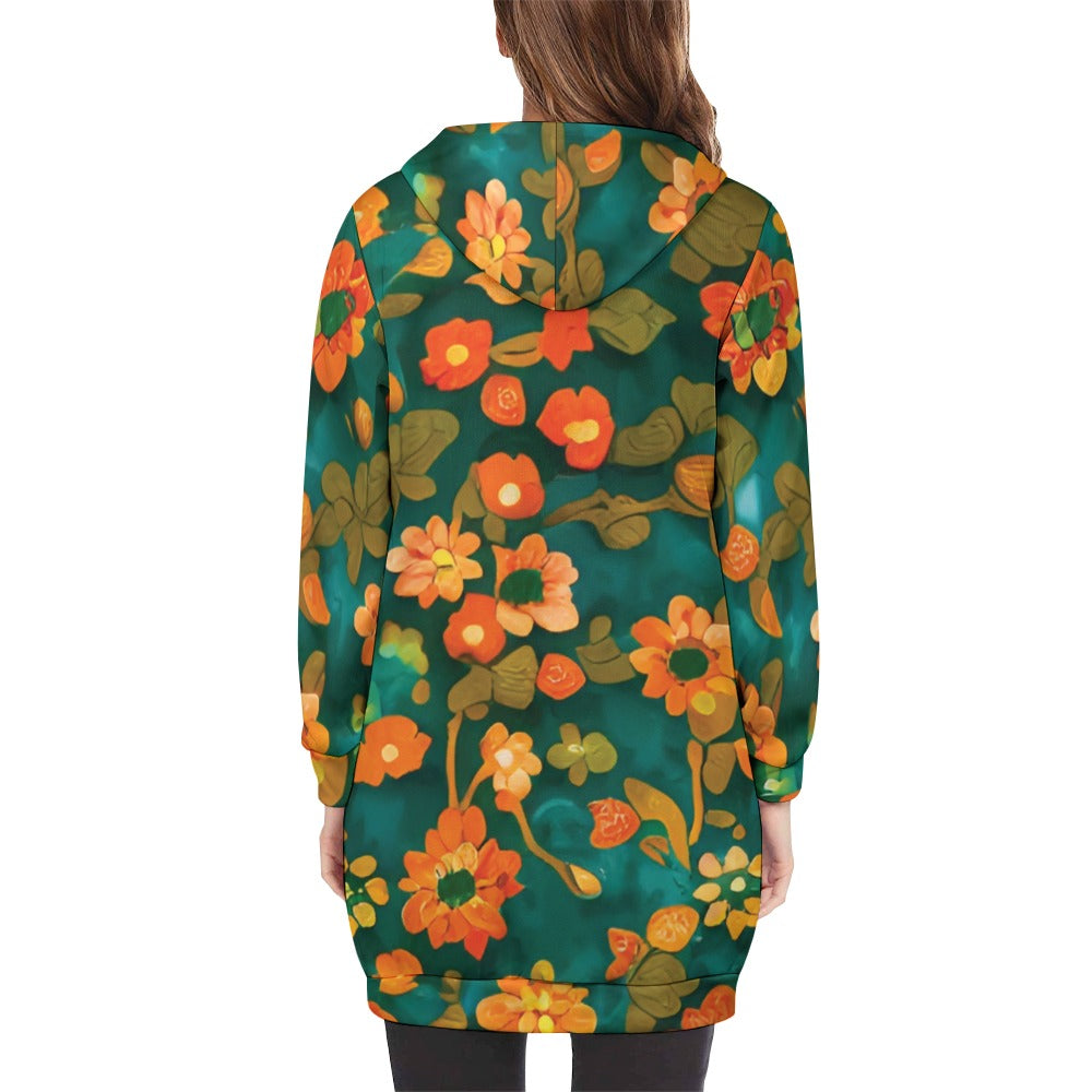 Women's full print long Hoodie