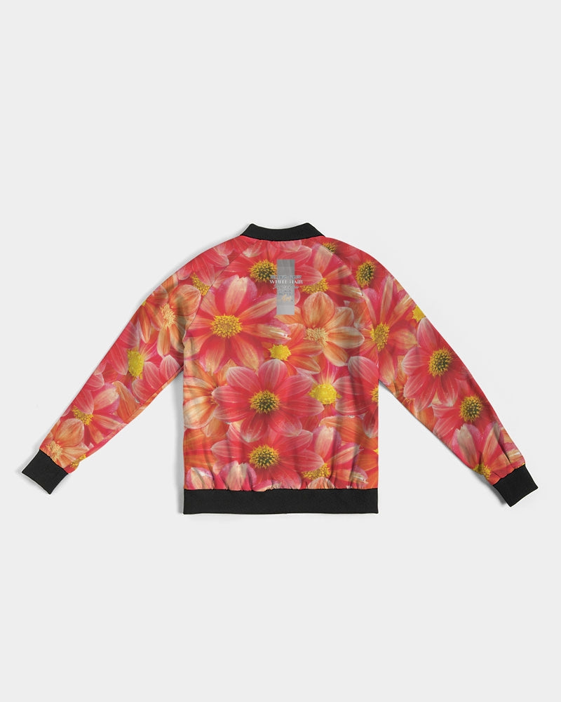 Beautiful blood orange flower design Women's All-Over Print Bomber Jacket