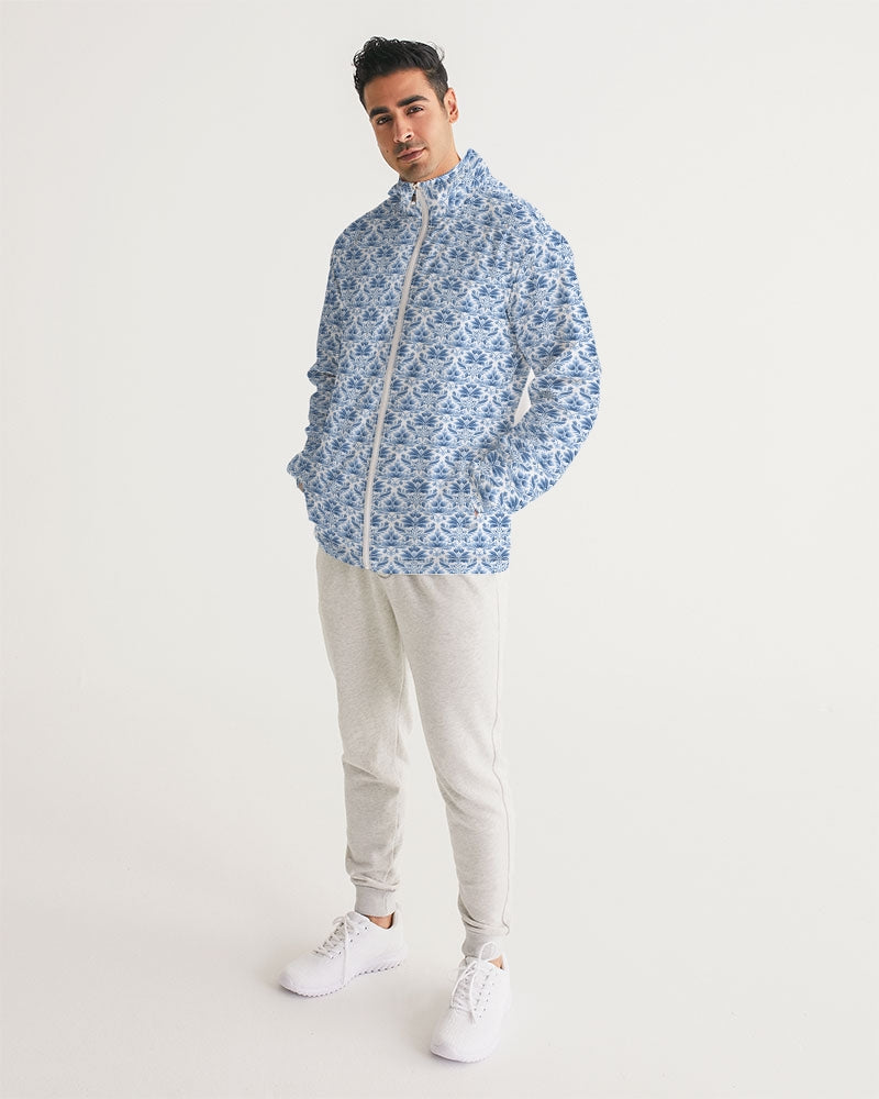 light blue Royal patten  Men's All-Over Print Windbreaker