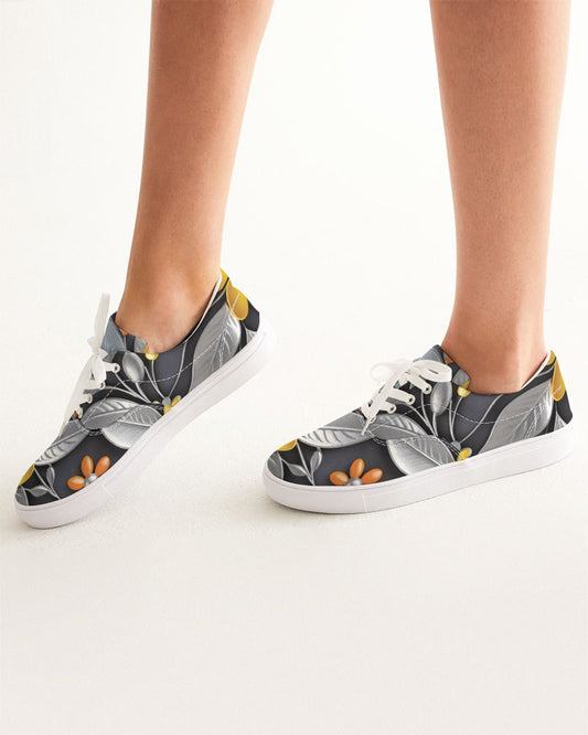 Sweet Silver Yellow Flower Grey Hair sister.[Part three] Women's Lace Up Canvas Shoe