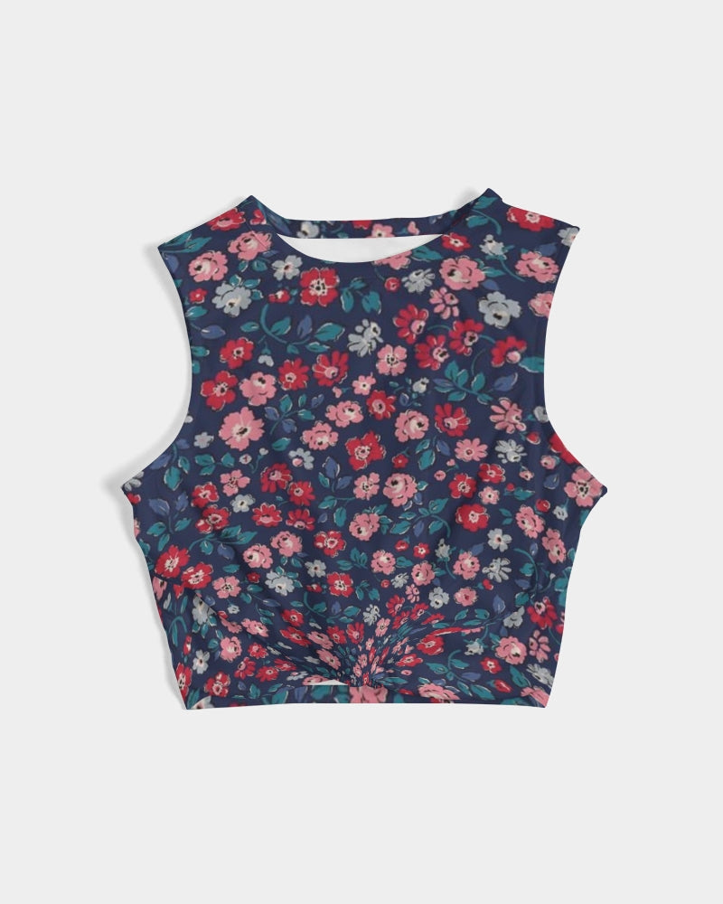 Midnight blue pretty glance.  Women's  All-Over Print Twist-Front Tank