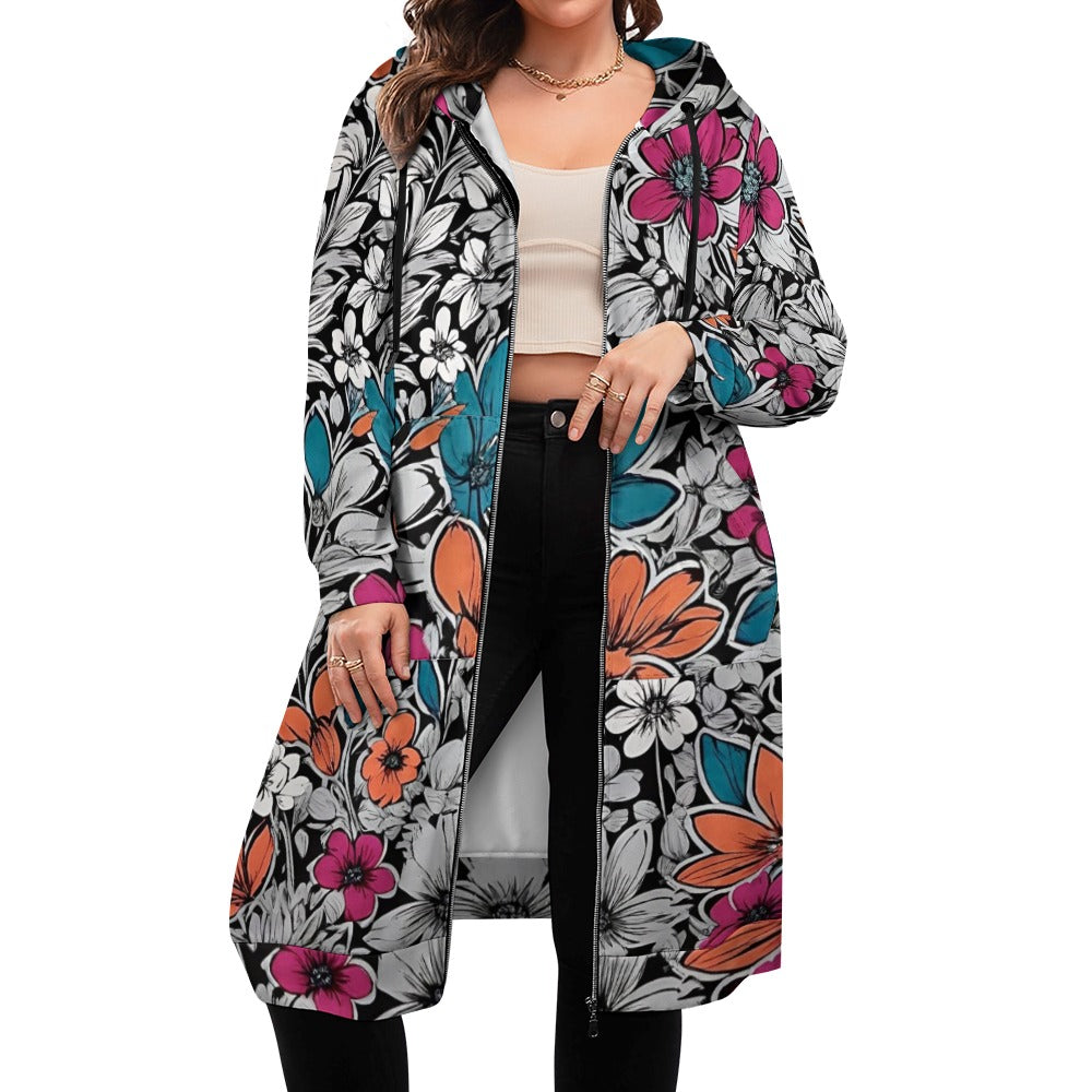 Women's full print long Hoodie