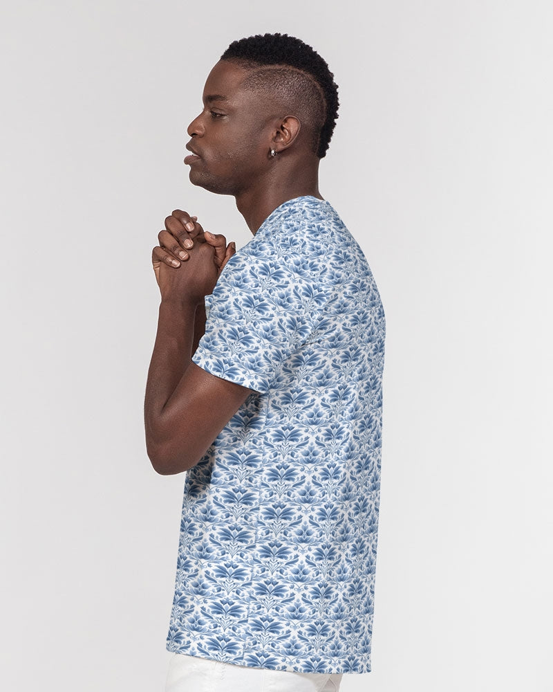 light blue Royal patten  Men's All-Over Print Pocket Tee