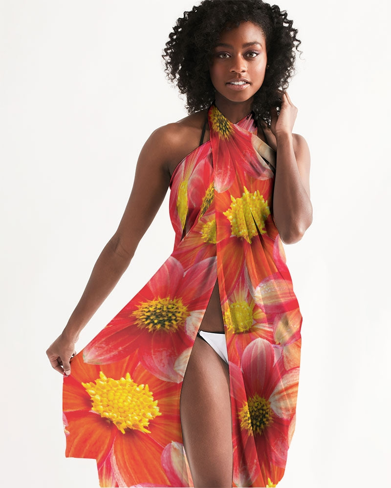 Beautiful blood orange flower design All-Over Print Swim Cover Up